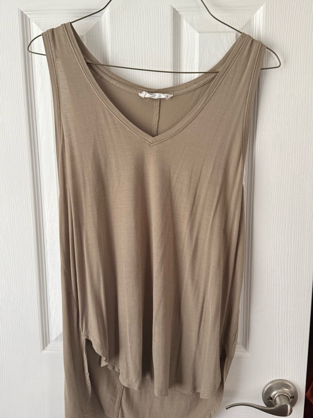 Double Zero Sleeveless V-Neck Tank Top in Taupe